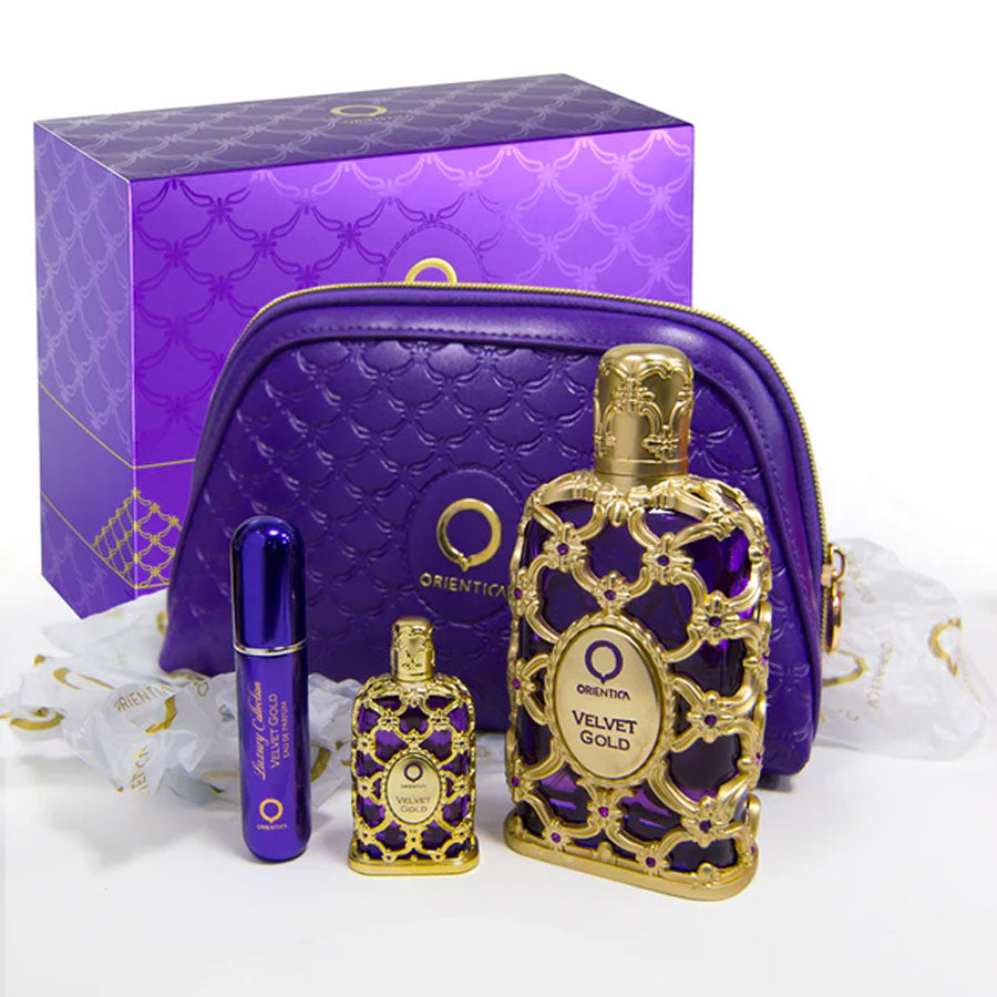 LUXURY COLLECTION ORIENTICA VELVET GOLD 3 PZAS + BOLSO